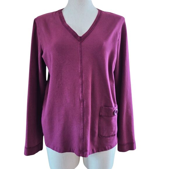Prairie Cotton Tops - Prairie Cotton Purple Soft Tunic Top Medium Made in USA Lagenlook Boho Artsy